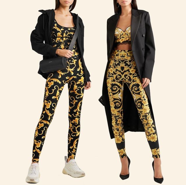 Floral Embroidered Patch Leggings