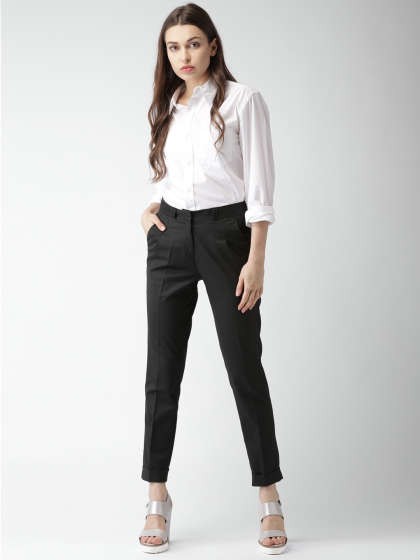 Solid High Waist Skinny Trousers